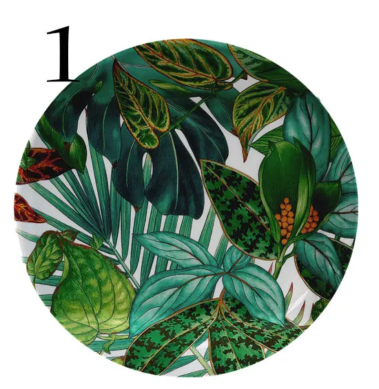 Platos decorativos de la serie Jungle Horse, plato de flores de plantas de cerámica de estilo europeo, redondo, artesanía de cerámica, caballo Oriental, plantas de jardín