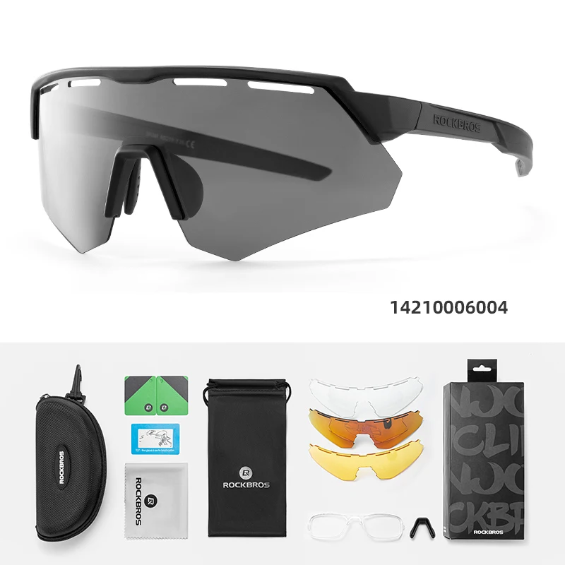 ROCKBROS 4-Lens Cycling Sunglasses Black 5