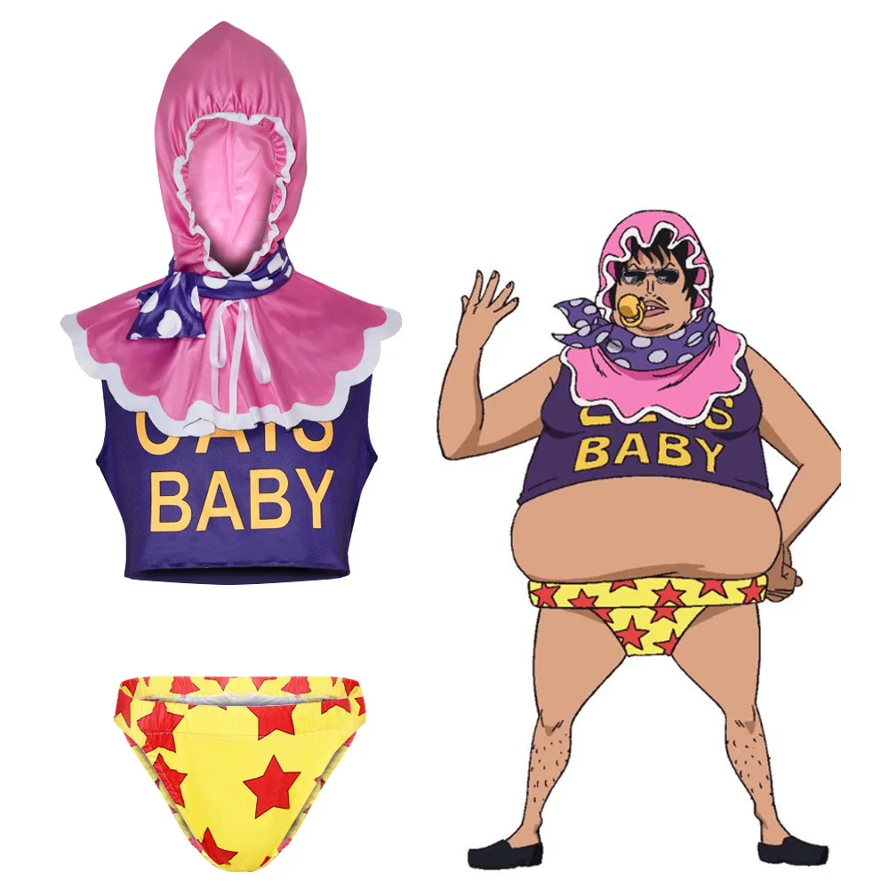 New Anime One Piece Senor Pink Full Set Headgear Top Shorts Unisex Adult Halloween Party Cosplay Costume Performance Uniform