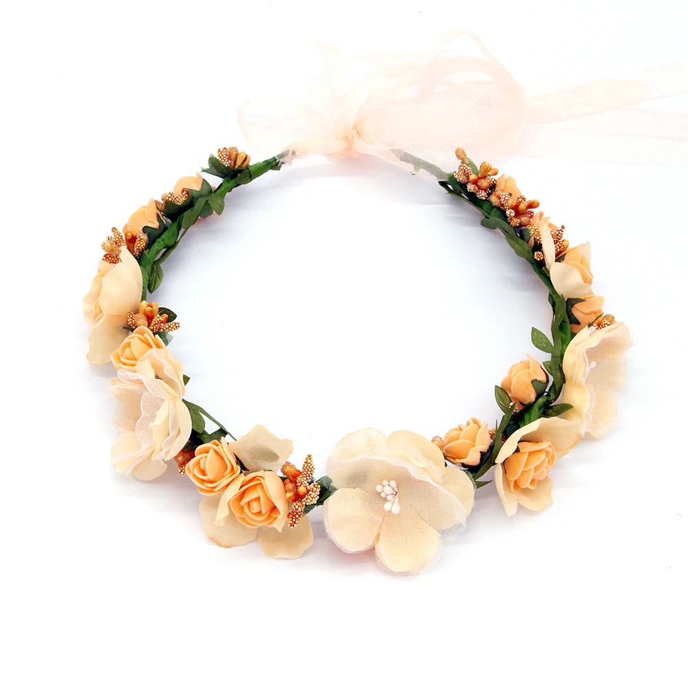 Böhmischen Stil Frau Haar Blume Crown Hochzeit Party Urlaub Haar Kranz Garland Mädchen Blume Stirnband Braun Haar Zubehör