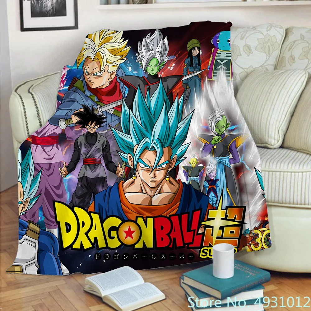 Hot Anime Dragon Ball Super Saiyan 3D Blanket Throw for Bed Sofa Fleece Nap Blankets Boys Girls Children Kids Christmas Gift