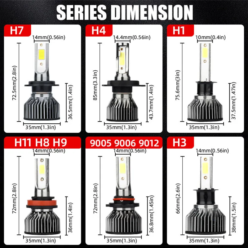 H4 LED H7 헤드 라이트 COB H1 H3 H11 9012 9005 9006 미니 안개 조명 자동차 헤드 램프 자동차 전구 화이트 유니버설 램프