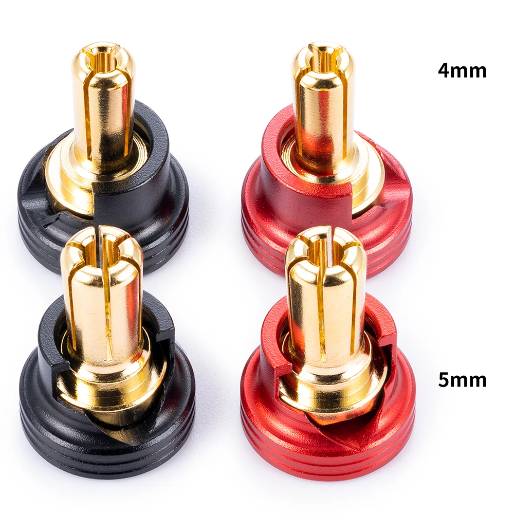 YEAHRUN 2Pcs 4.0mm/5.0mm Brass Bullet Banana Plug RC Car Battery Connector with Metal Heat Sink for RC Model Cars