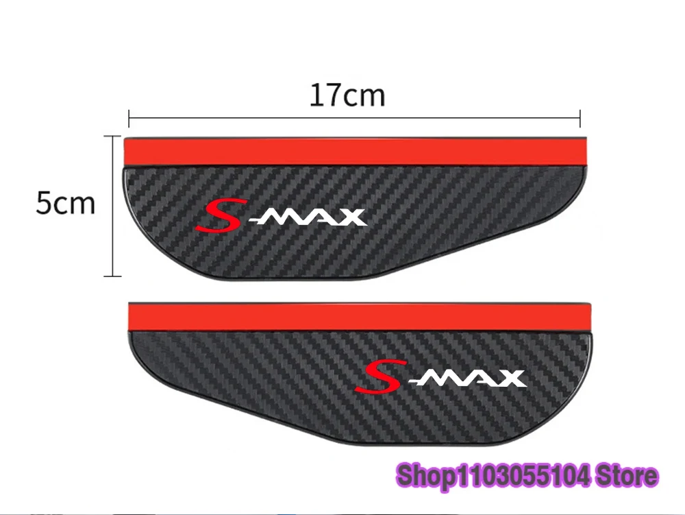 1pair Carbon fiber Car Rearview Mirror Rain Eyebrow Sticker For Ford Smax S-MAX