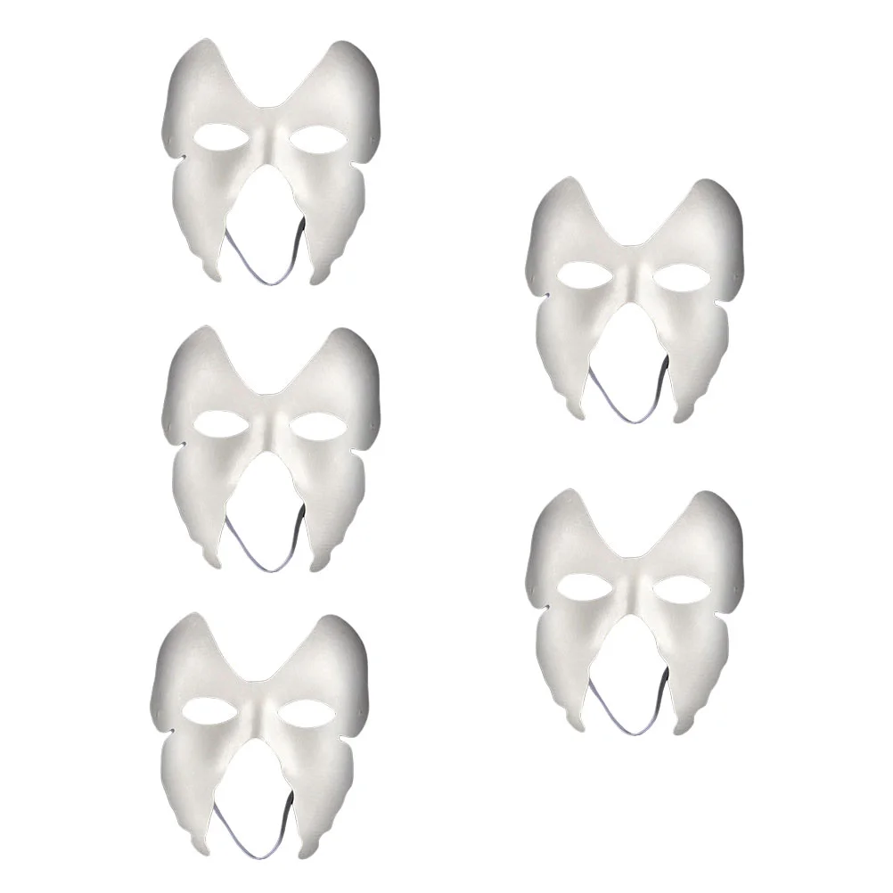 Máscara facial blanca lisa, 5 piezas, papel pintado a mano, disfraces de Mascarada