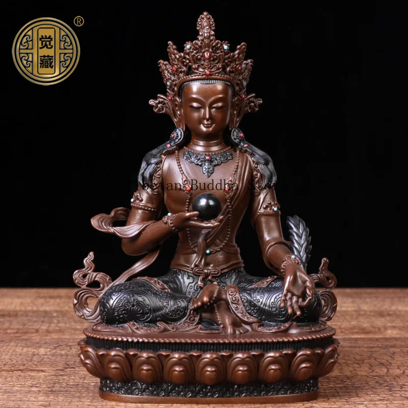 brass Jizang King Bodhisattva bronze statue ornament, Tibetan Jizang King sitting Buddha statue home offering handicrafts