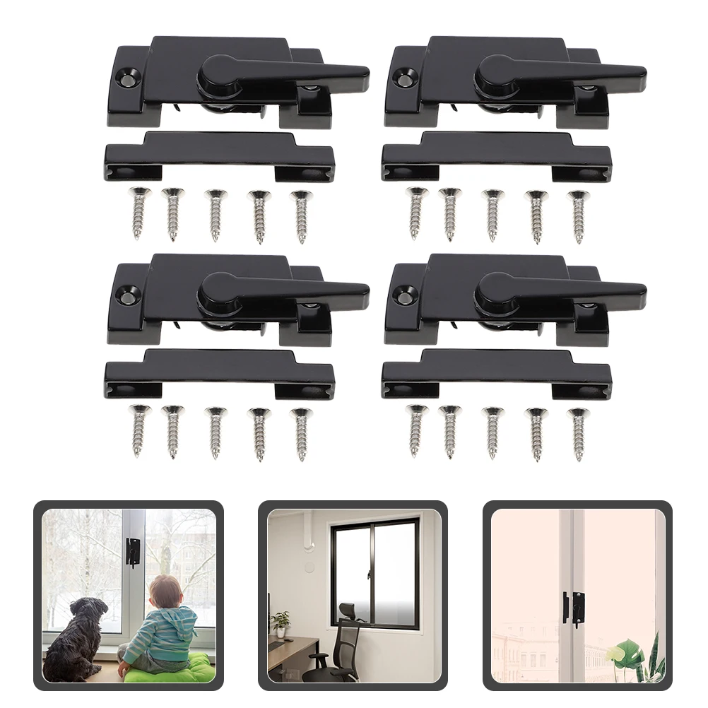

4 Pcs Crescent Lock Zinc Alloy Sliding Window Sash Child Proof Latch Cam Security Glass Clamp Hardware