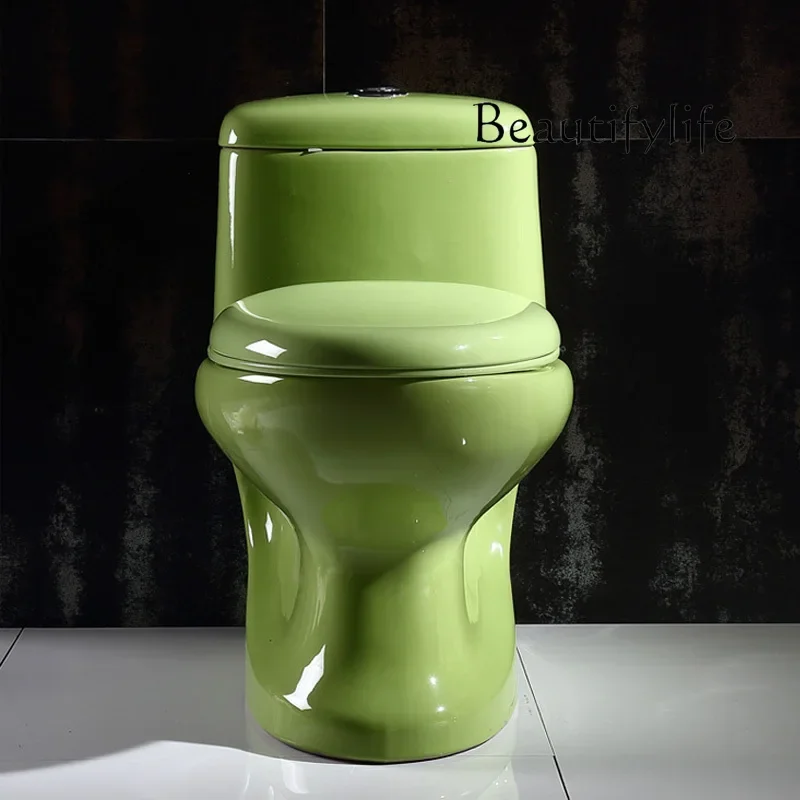 N46 Small apartment color toilet straight flush siphon toilet household bathroom one-piece toilet