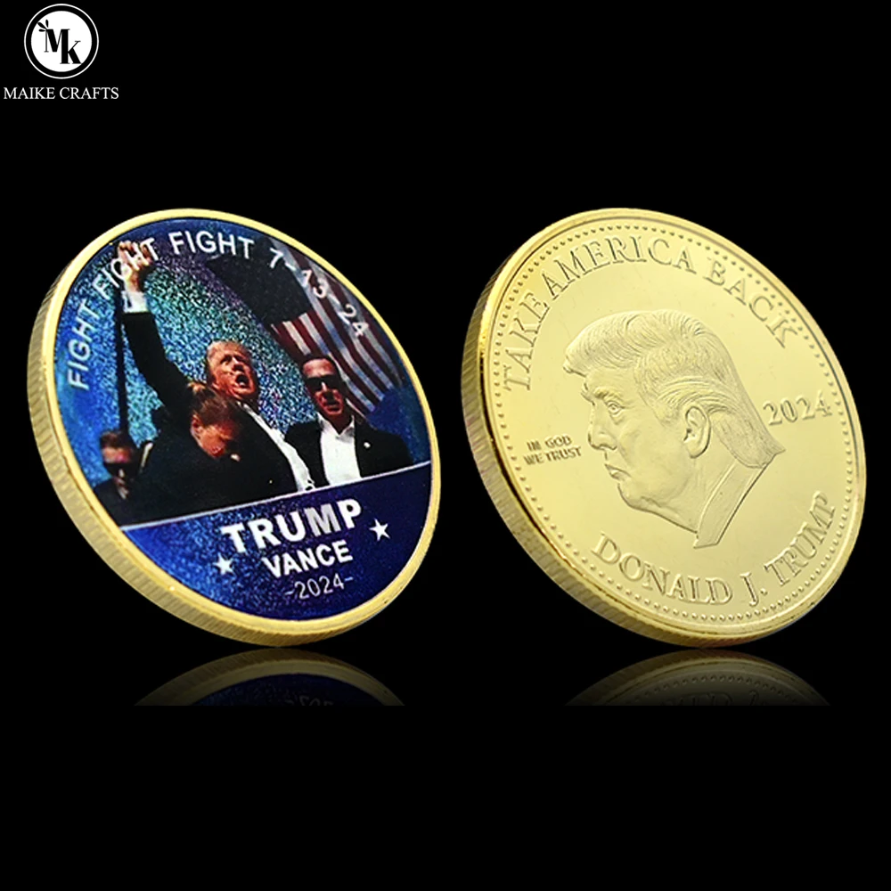 2024 Donald Trump Vance Commemorates Coin Assassination Attempt FIGHT 7-13-24 Metal Medal Challenge Coin Collection Gift