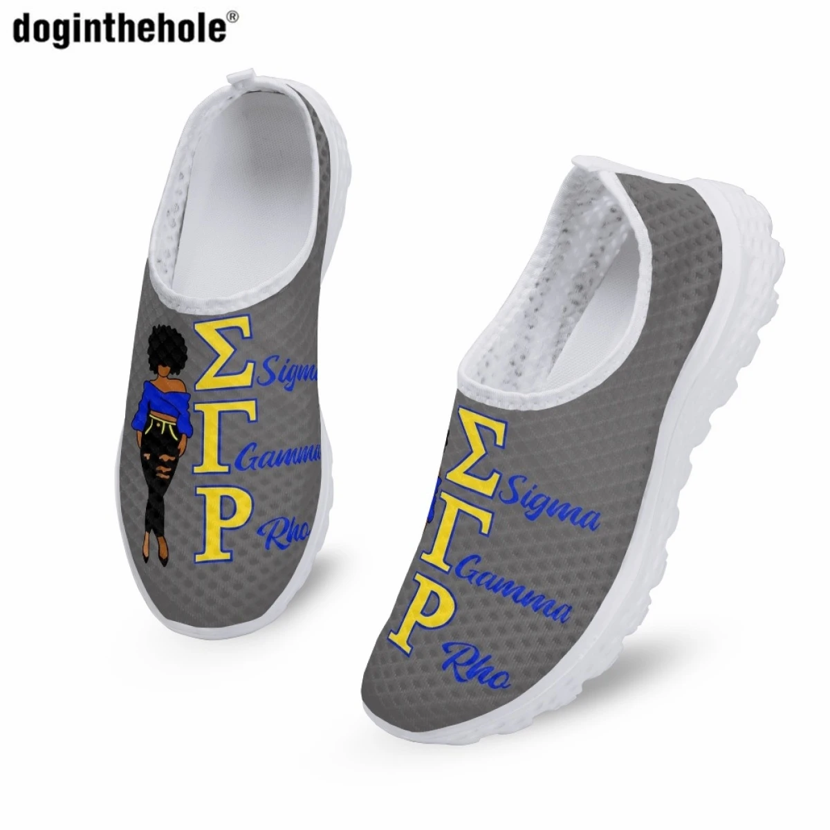 Doginthehole Sigma Gamma Rho 1922 Ladies Summer Casual Flat Shoes Fashion Light Hospital Nursing Shoes Breathable Mesh Shoes