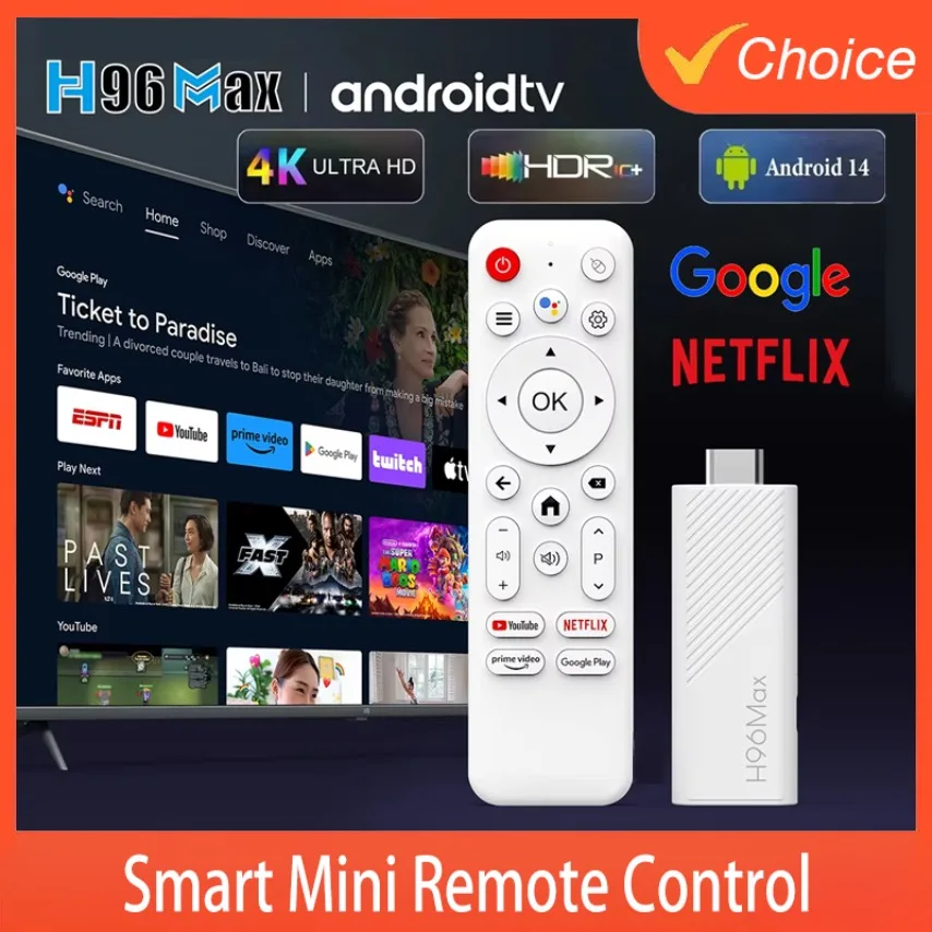 

New H96 MAX H313 Mini TV Stick Android 14 Smart TV Box Android14 2GB 16GB 8GB Wifi6 BT 4K HD Google Voice Media Player