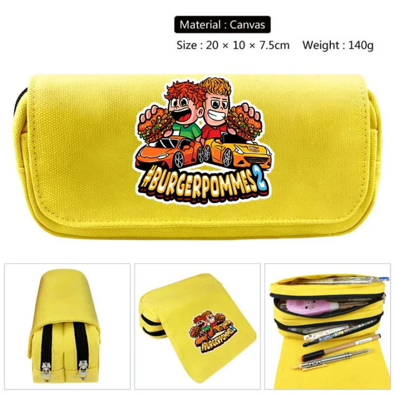 Burgerpommes Icrimax-estuche para lápices, bolsa de papelería para estudiantes, estuche para lápices de dibujos animados, estuche para bolígrafos de gran capacidad, suministros escolares, Gif para niños