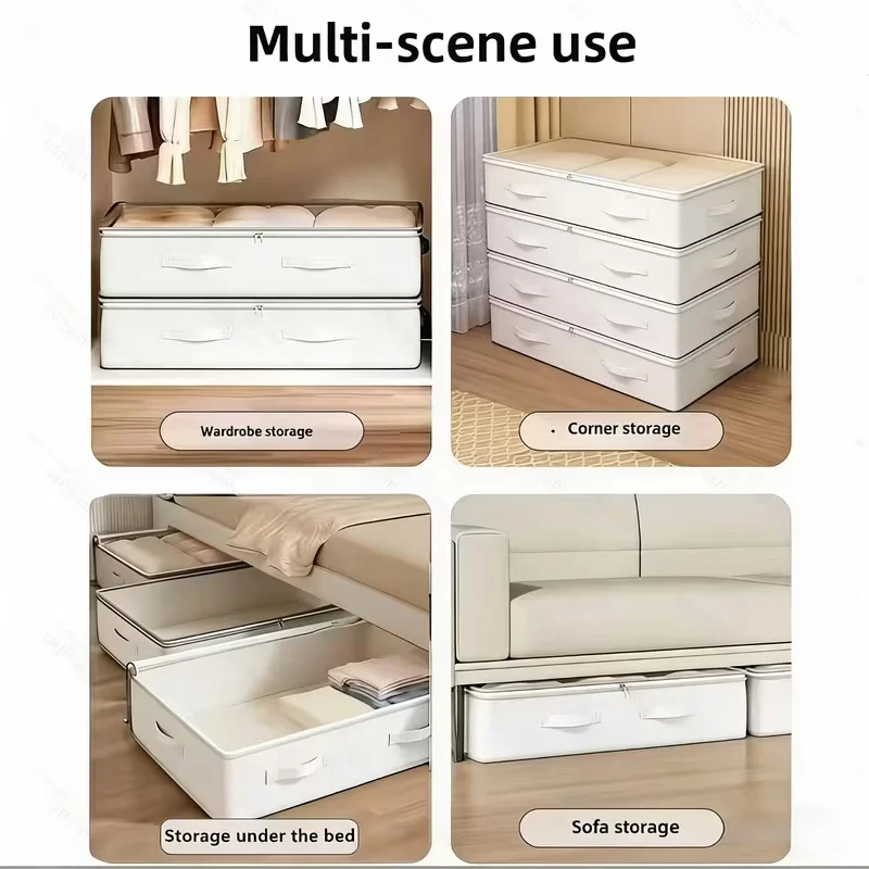 2-Piece Set [80*40*15] [100*50*15] Upgraded White Under-Bed Storage Boxes, Foldable and Multifunctional Design
