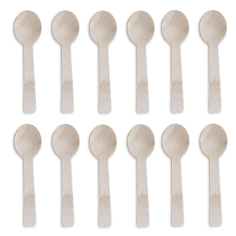 100pcs Disposable Wooden Cutlery Set with Smooth Natural Texture and Eco-Friendly Materials for Party Supplies