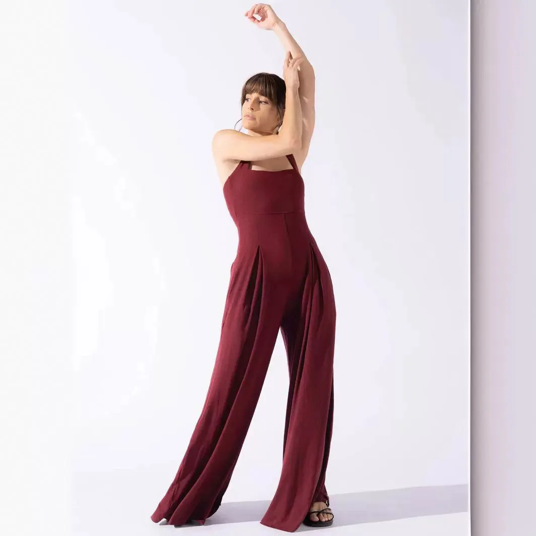 Mono de cintura alta para primavera y verano, pantalones informales sueltos de Color para mujer, pantalones largos para ir al trabajo, tela de Tead de Metal