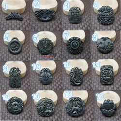 Black Green jade Double-sided hollow Dragon Jade Pendant Chinese Natural Obsidian Necklace Jewellery Fashion Amulet Gifts Women