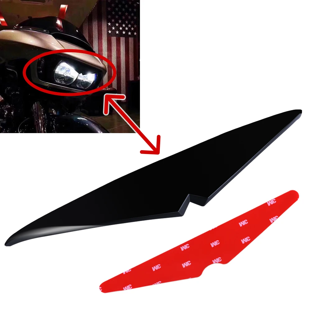 

Motorcycle Headlamp Eyebrow Eyelid Upper Tip Cover Visor Glossy Black For Harley Road Glide Special CVO FLTRX 2015-2023