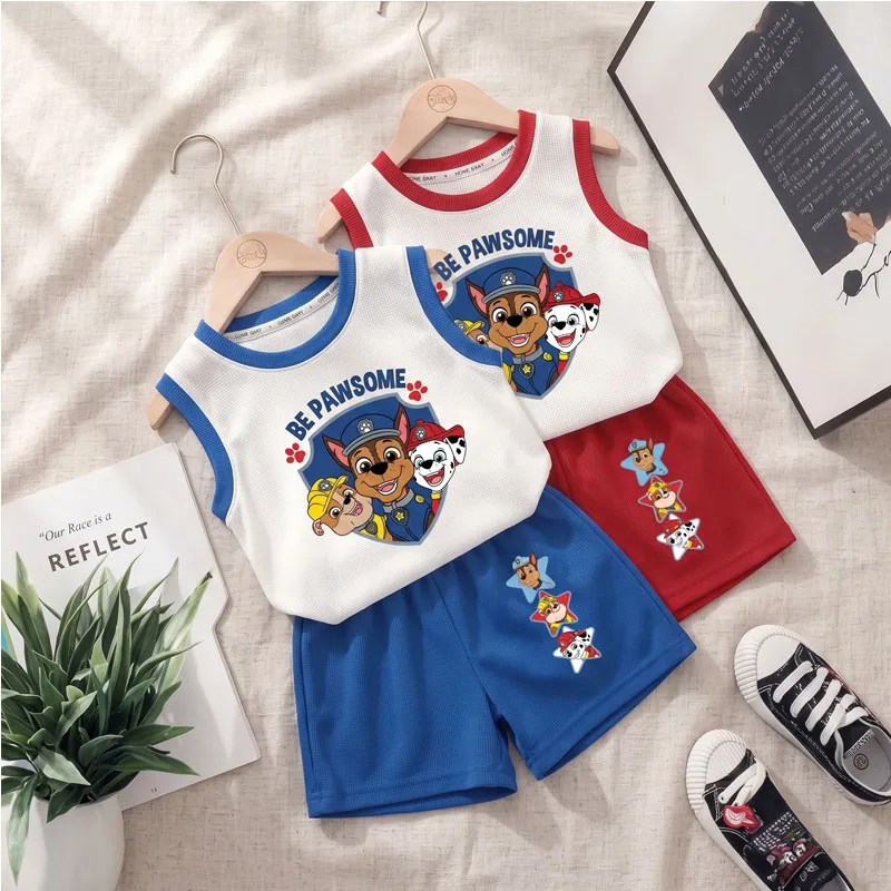 Summer New Style Boys and Girls Casual Outfits Kids Breathable Vest Shorts Two Piece Set Girls Sleeveless Tops Suit Sport Clothe