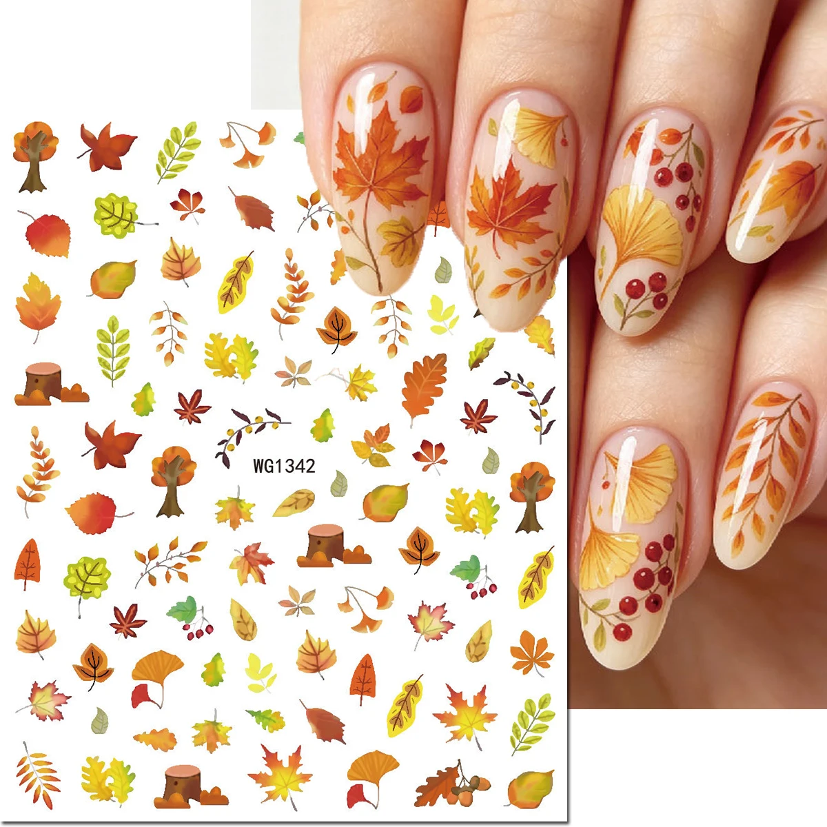 1pcs Autumn Winter Maples Leaf Red Fruits Letters 3d Nail Stickers Nails Decals For Nail Tips Beauty DIY