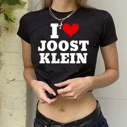 Streetwear muzyka krótki Top koszulka przycięta I Love Joost Klein Vintage piosenkarka T Shirt z okrągłym dekoltem ubrania klasyczna koszulka