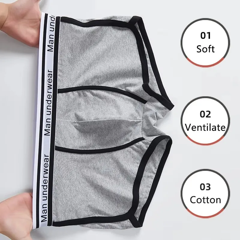 Men Underwear Boxers Cotton Men Panties Breathable Solid Boxershorts Male Mid Waist Underpants Trend Man Shorts Homme Shorts