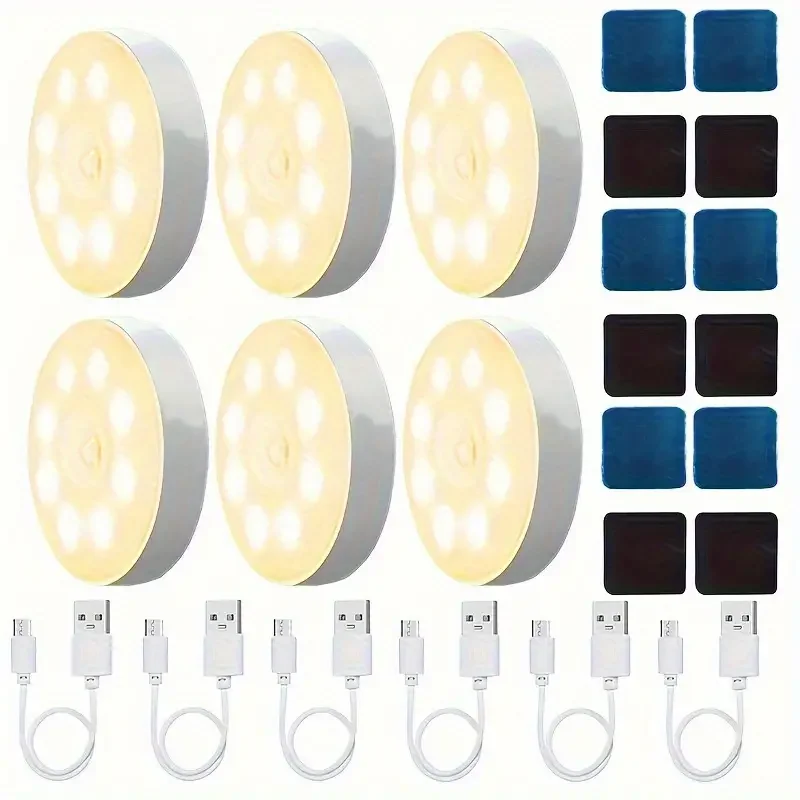1~8 Stück Bewegungssensor-LED-Nachtlicht USB-Aufladbare Nachtlampe für Schrank Garderobe Treppenhaus Kabellose Schrankbeleuchtung
