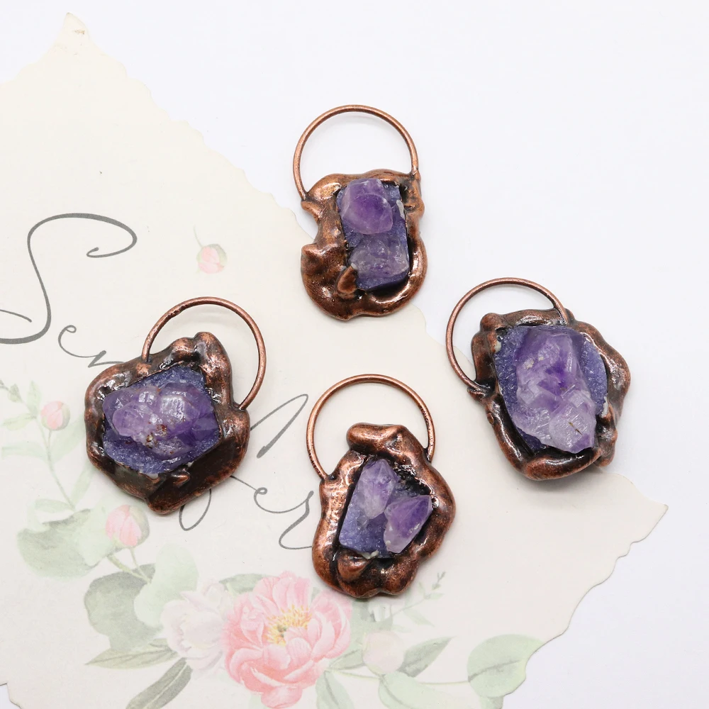

Vintage Natural Stone Pendants Irregular Amethyst Gemstone Charms for DIY Fashion Jewelry Making Healing Necklace Accessories