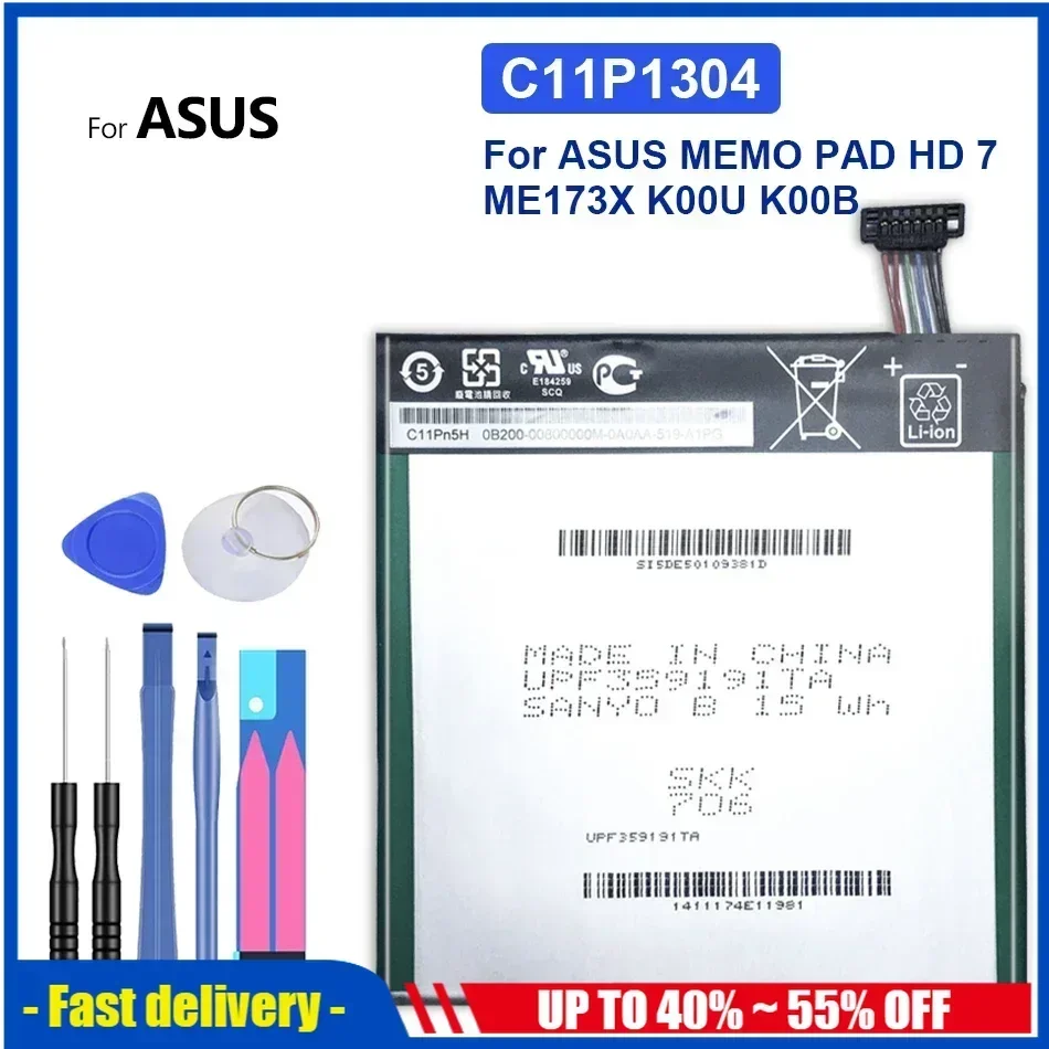 

Bateria 3950mAh C11P1304 High Capacity Battery For ASUS MEMO PAD HD 7 ME173X K00U K00B HD7 Rechargeable Batteries