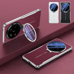 Xiaomi 15 울트라 도금 가죽 금속 렌즈 홀더 케이스 Xiaomi Mi 15 Ultra 15 14 Pro 충격 방지 범퍼 커버