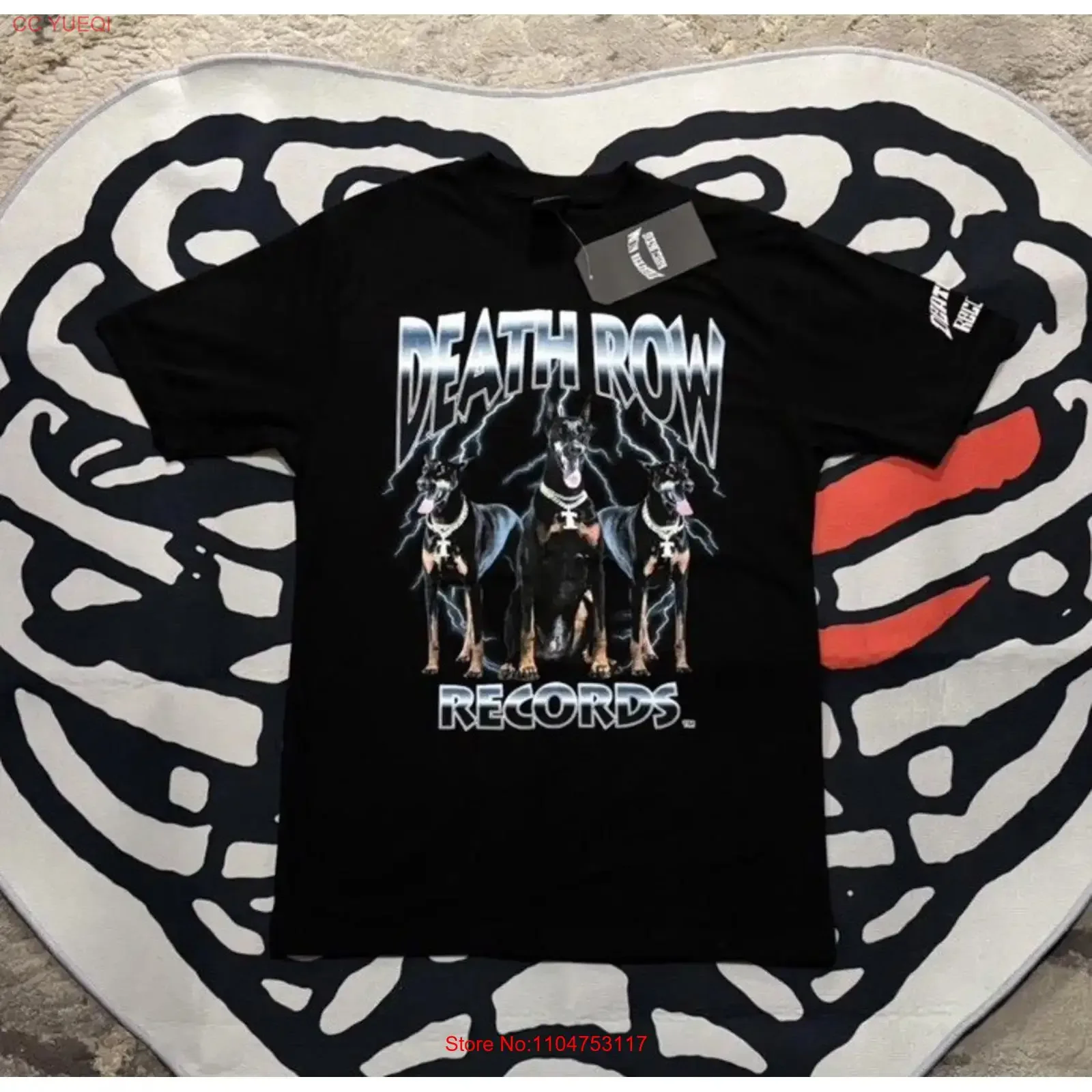 NWT Death Row Records Mens T Shirt Black 3 Doberman  Sz Small vintage Washed Stylish Unisex homme Top For Everyday Wear Soft