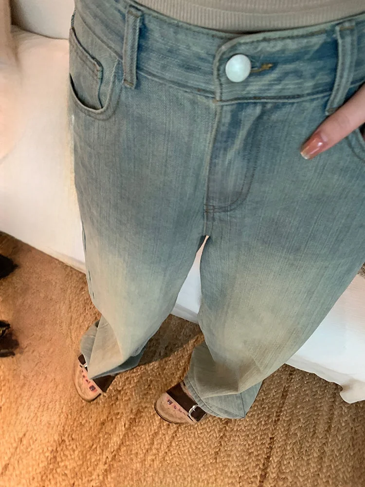 

YOKLASS 2025 Новые широкие прямые джинсы с высокой талией, летние винтажные свободные длинные брюки, женские модные повседневные штаны