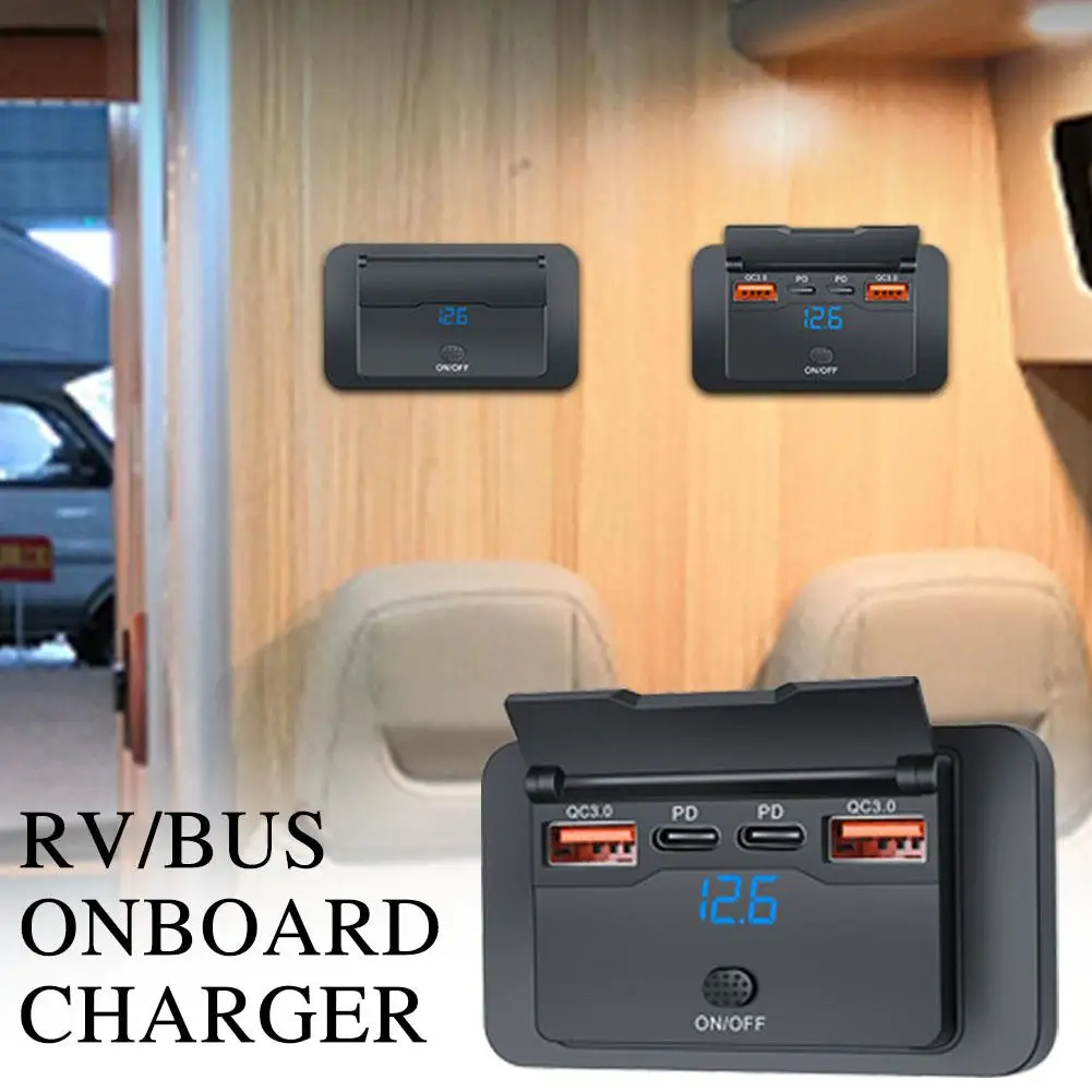 

12V 24V USB Outlet Car Charging Port Dual PD USB C Socket Wall Mount Accessories For Car Boat Marine Campers RV Truck Golf Cart