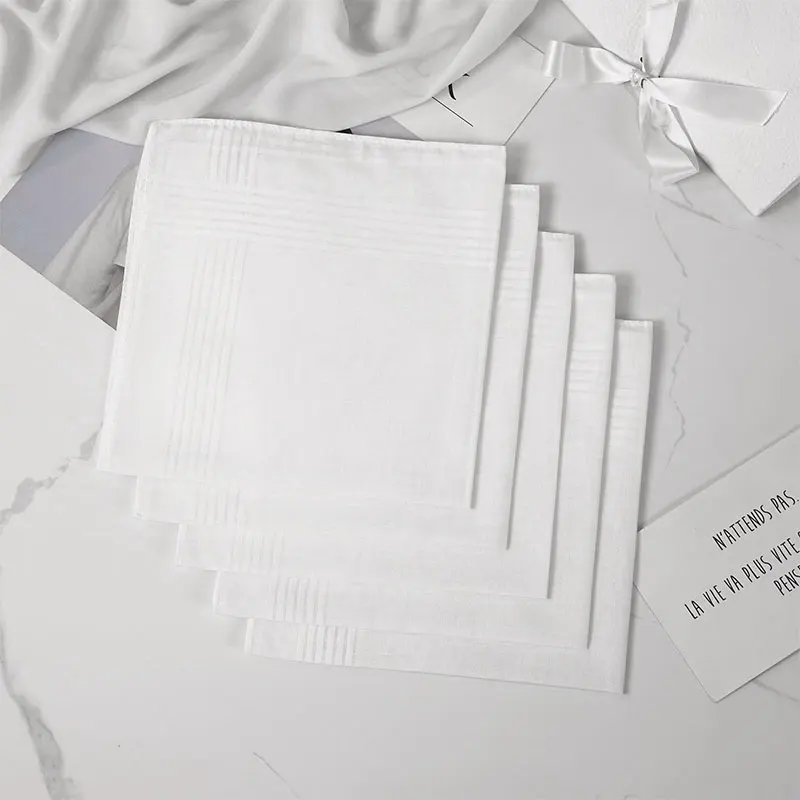 12 Pcs Soft Cotton White Handkerchiefs, Solid Color