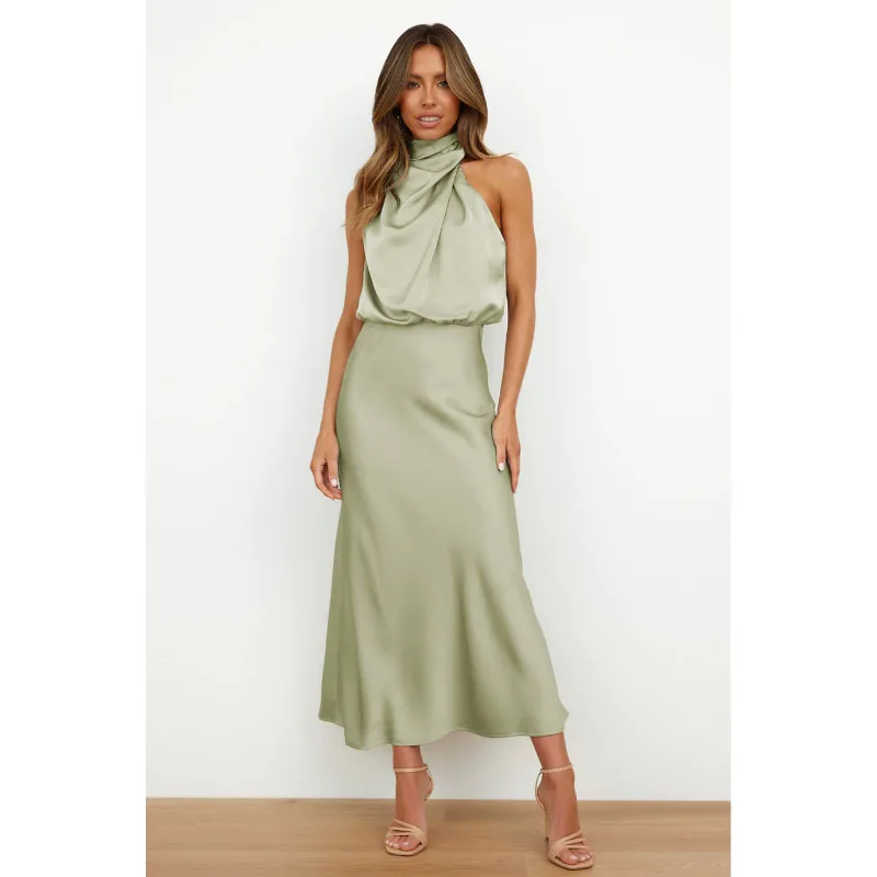 Robe de Soirée Formelle en Satin, Tenue Sexy à Col Rond, Ligne A Slim, Luxueuse et Élégante