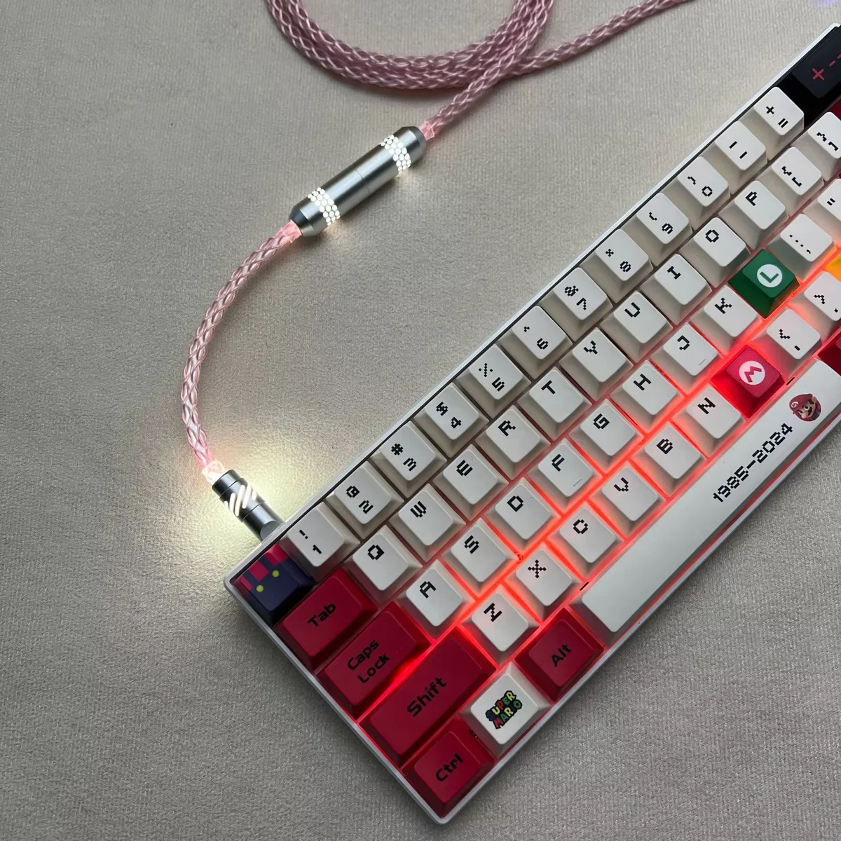 

Custom Luminous Hollow Type-C Single Crystal Copper Aviator Cable, 8K Magnetic Axis Mechanical Keyboard Data & Charging Cable