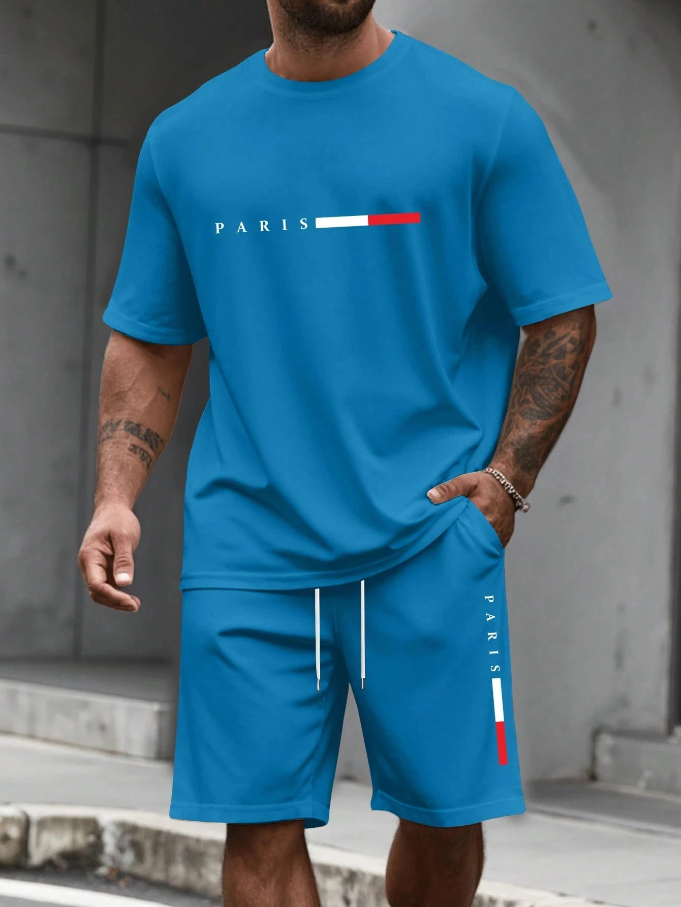 Heren trainingspak 2-delig ​ O-hals shirt met korte mouwen, shorts, hardlooppak voor heren, grote maten T-shirts, herenkleding, zomer-T-shirt