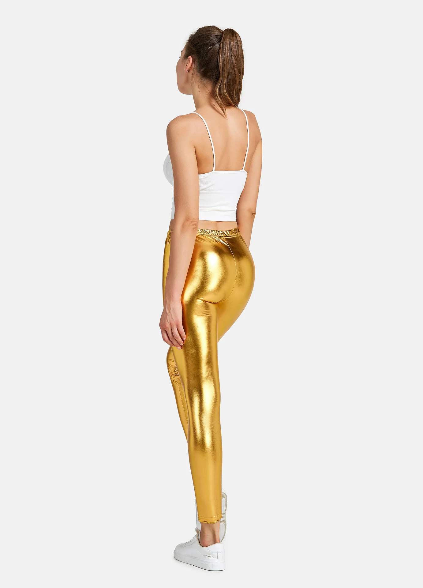 Sexy Silver PU Leather Leggings Women Push Up Hips Pencil Pants High Waist Tights Trousers Autumn Winter 2023