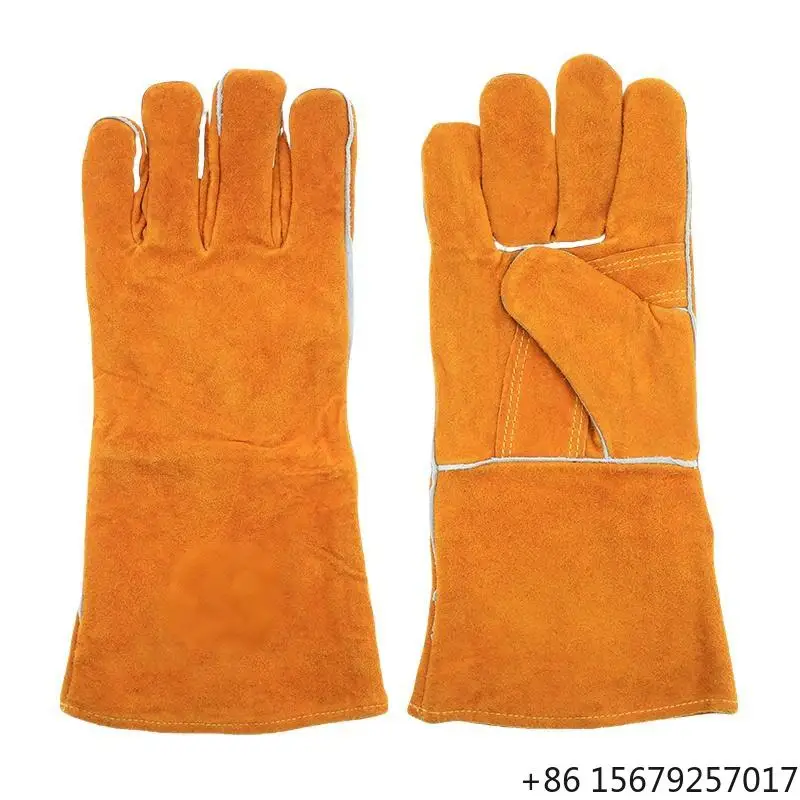 Snell Safety Custom Color 14 Inches Cow Split Leather Non-slip Protective Long Safety Working Thick Leather Welding Gloves