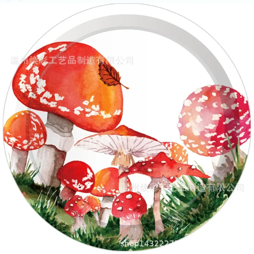 8Guests Red Mushroom Theme Disposable Tableware Fungi Mushroom Paper Plates Napkins Happy Jungle Safari Birthday Supplies