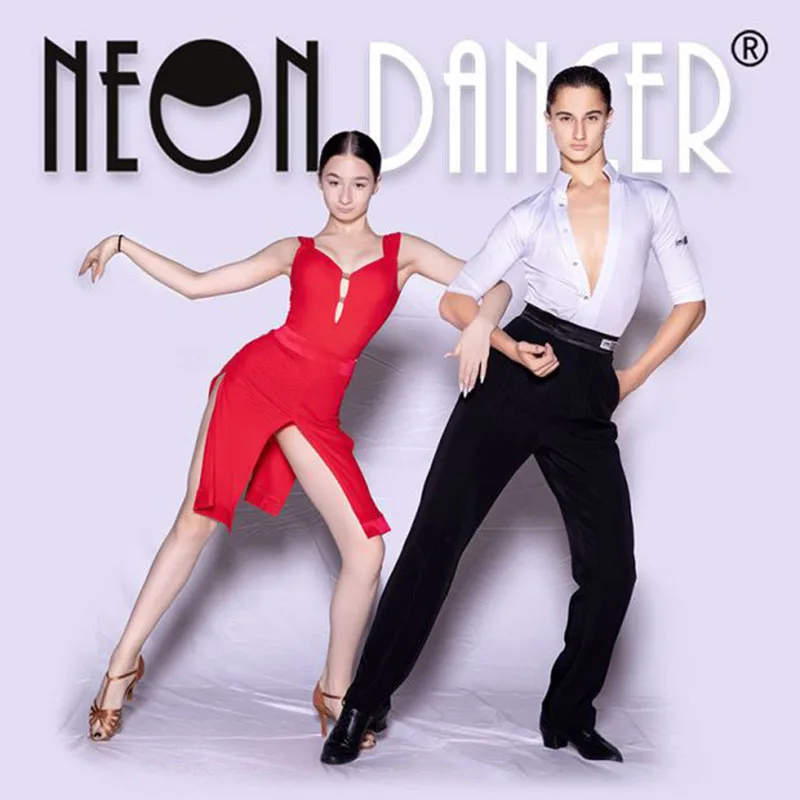 

Neondancer Professional Latin Dance Clothing Four-Slit Dress Customization