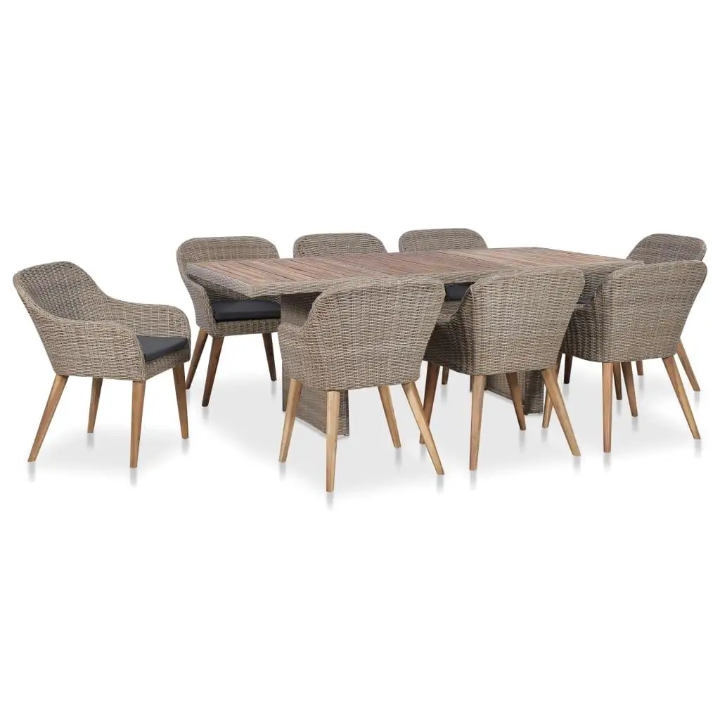 

Brown and Dark Grey Outdoor Dining Set Garden Furniture Comfortable Seating for Patio Balcony Backyard