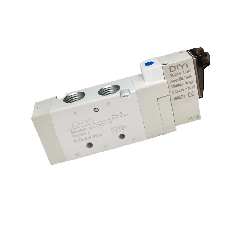 5V110-06 5V210-08 5V310-10 5V410-15 Two Position Five Way Solenoid Valve DC24V AC220V Pneumatic Control Valve