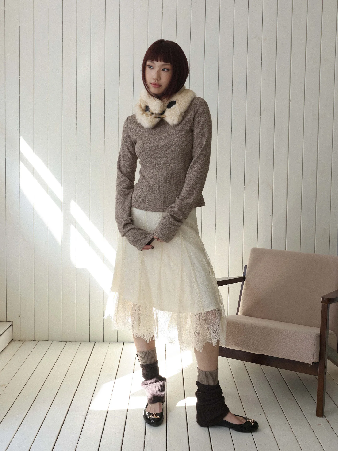 

Tolo2tolo Women's Camere-Impersonating Knitted Sweater with Tassel f-High Collar Turn-Wear Long Sve Ci-Walk Suitable