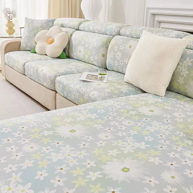 

Lazy Sofa Cover New Style 2025 Summer Stretch Ice Silk Cushion Non-Slip All-inclusive Universal High-end Protective Cover