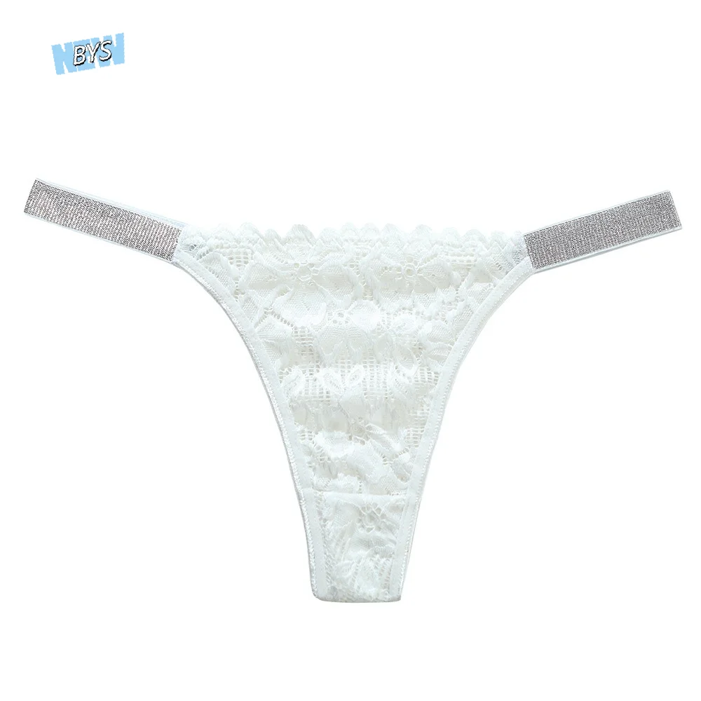 

Fashion Crystal Lace Flower Panties Transparent Underpants Rhinestone Thong Mid Waist Female Underwear Mesh Briefs Girl