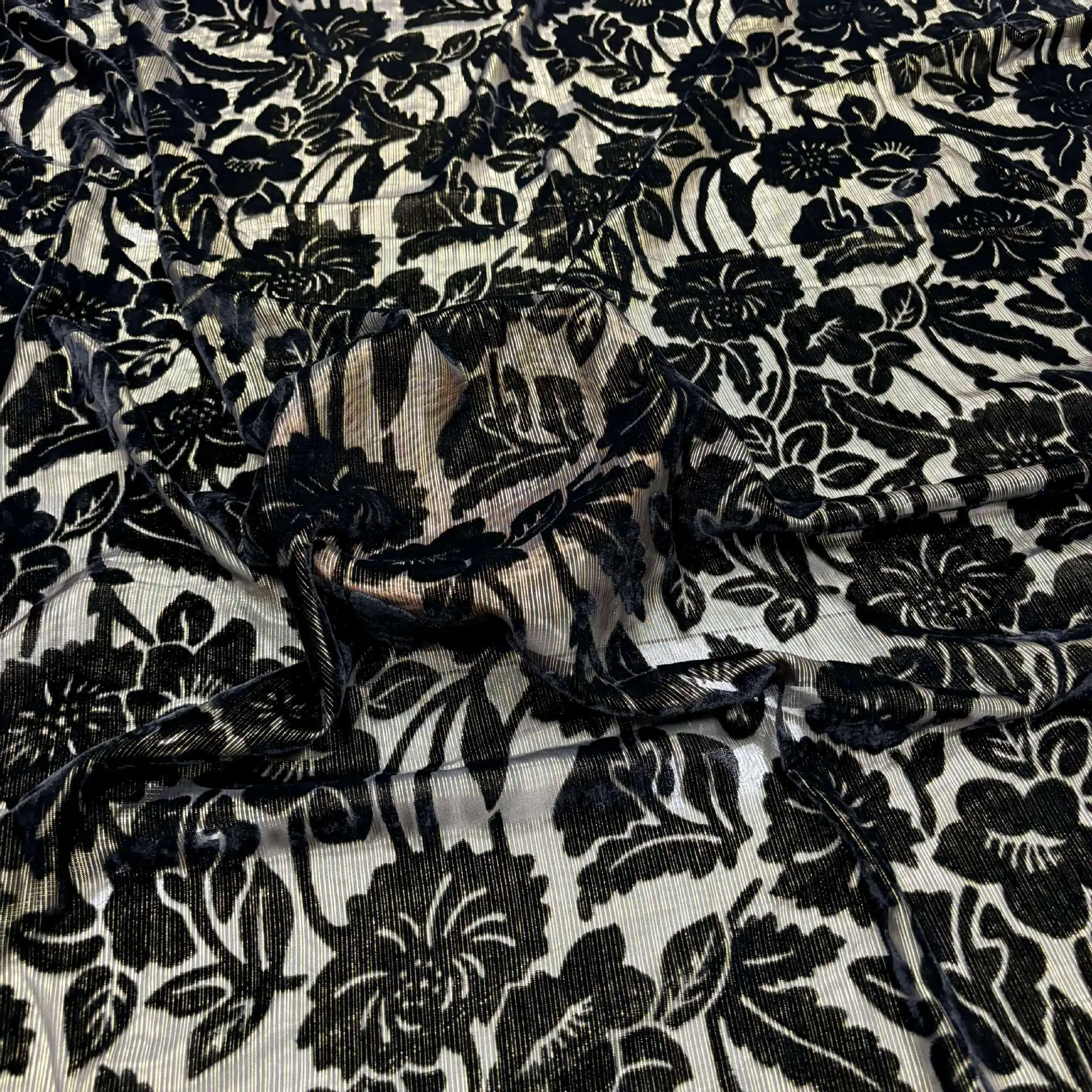

Woven Brocade Golden Line Burnt out Velvet Fabric Brocade Sticky Velvet Cheongsam One-Piece Dress Wedding Dress Dress