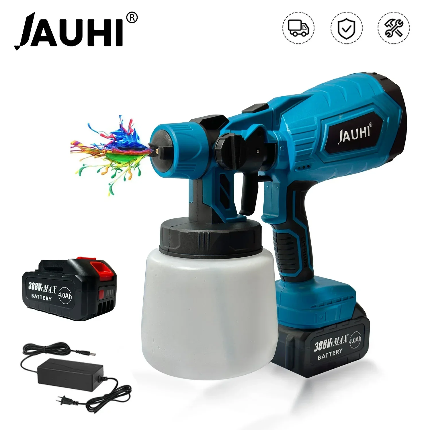 

JAUHI 1000ML Cordless Electric Spray Gun Power HVLP Paint Sprayer Auto Furniture Steel Coating Airbrush For Makita 18V Battery