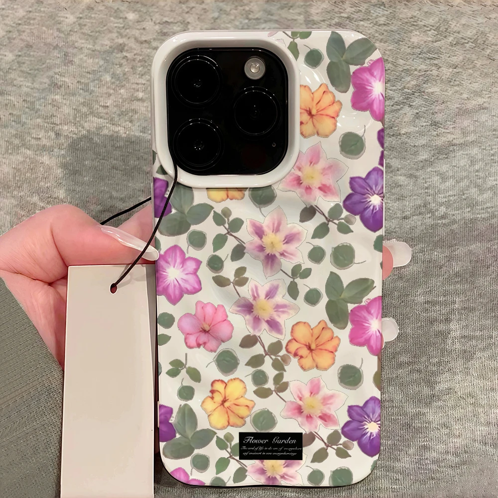 Frühlings-Klematis-Blumen Handyhülle für iPhone 17 16 15 14 13 12 11 Pro Max 14 15 Plus 17 Air Falten-Wellen Weiche Silikonhülle – Detail 12