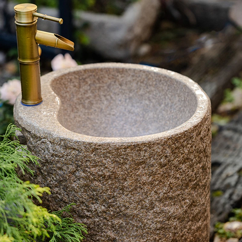 

Garden stone wash basin integrated column basin garden stone