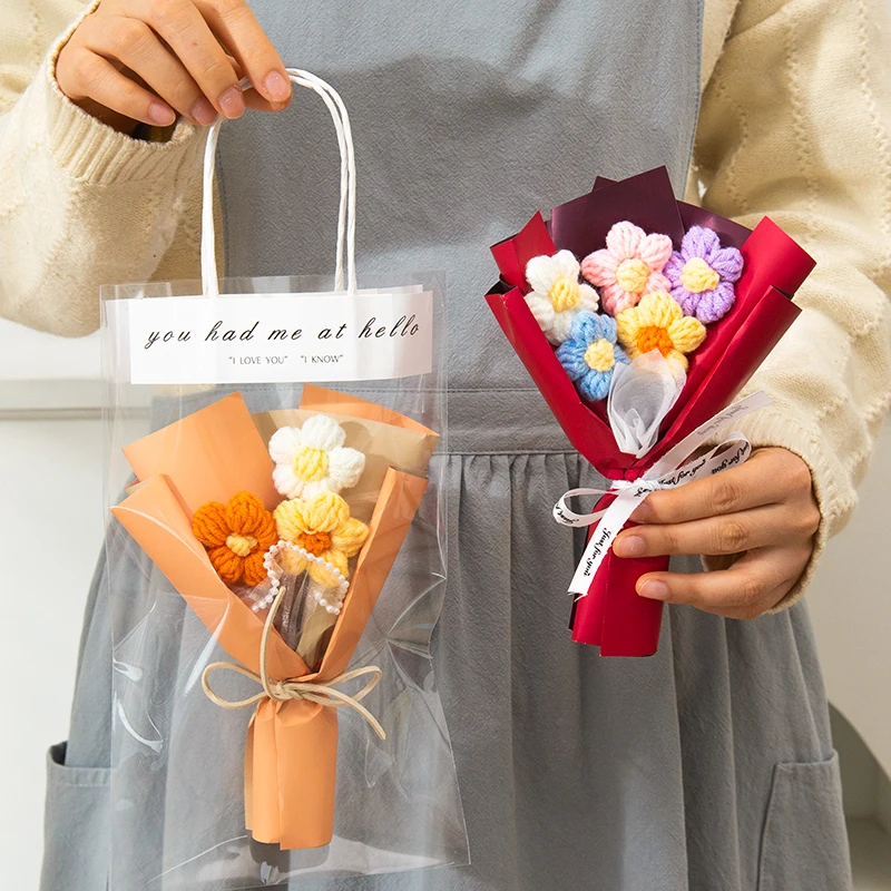 باقة زهور كروشيه هدايا عيد الأم ضيوف الزفاف هدية باقة الزهور الأبدية لباقات التخرج الدمية